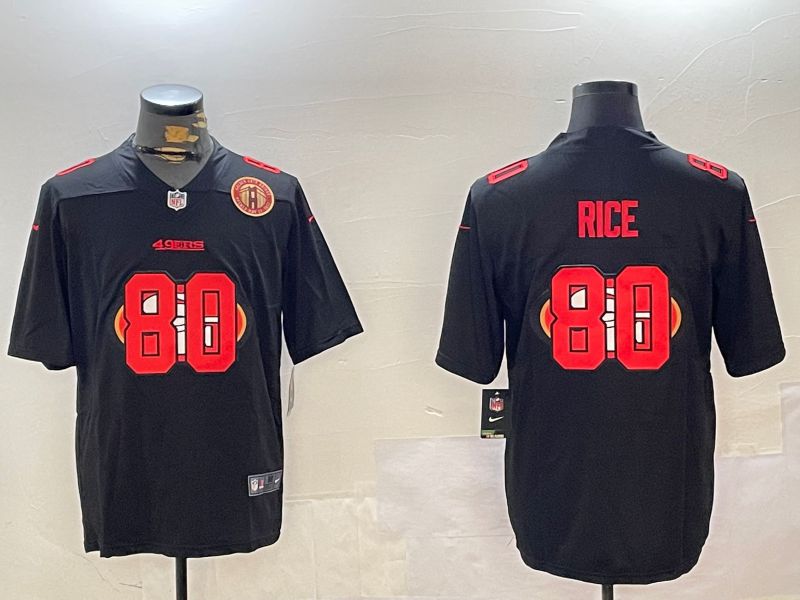 Men San Francisco 49ers 80 Rice Black Fashion 2024 Nike Limited NFL Jersey style 5